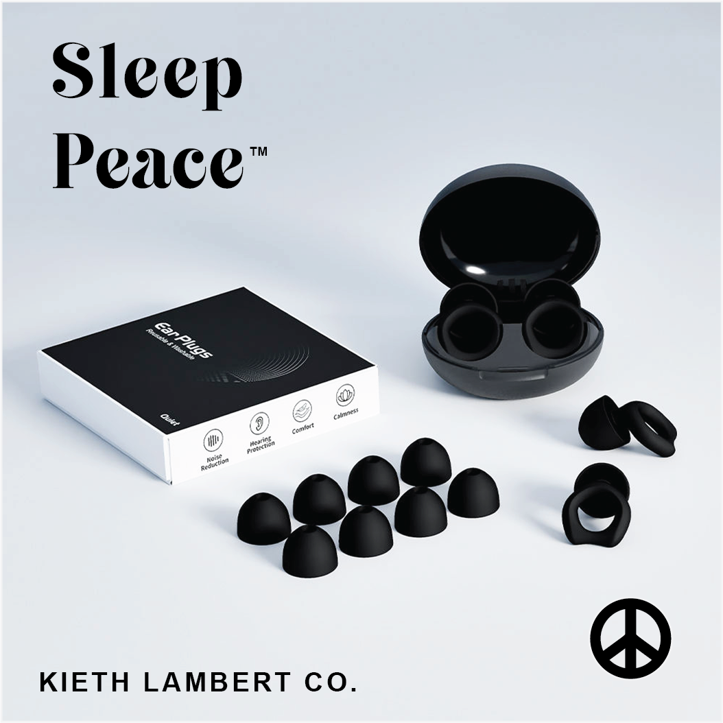 Sleep Sanctuary Kit combines Sleeping Mask™ 99.9% Blackout, with Sleep Peace™ Earplugs, Combats Light and Noise