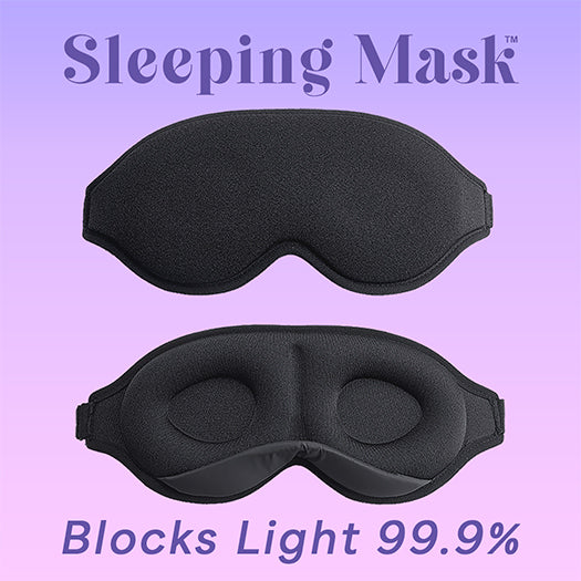 Sleep Sanctuary Kit™ combines Sleeping Mask™ 99.9% Blackout + Sleep Peace™ Earplugs, Combats Light and Noise