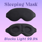 Sleep Sanctuary Kit™ combines Sleeping Mask™ 99.9% Blackout + Sleep Peace™ Earplugs, Combats Light and Noise