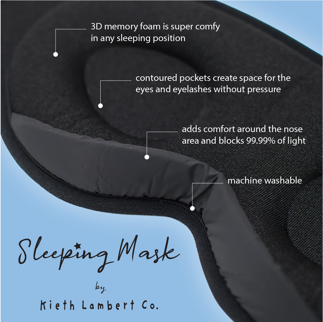 Sleep Eye Mask for Deep Sleep - Blocks 99.9% Light - Memory 3D Foam Blackout Sleep Mask for Optimal Comfort - Perfect for Travel / Black