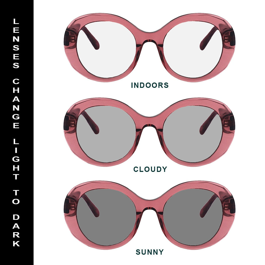 Black Round Blue Light Optical Fashion Glasses with Light Changing Sun Lenses /Style 8046