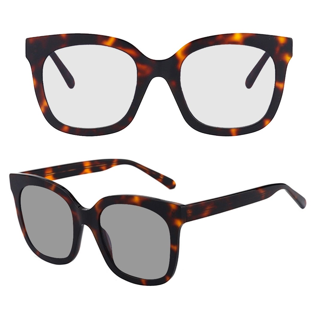 Oversized Blue Light Glasses: Photochromic Light-Adaptive Style 8048